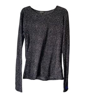 Express Shirt Women's M Black Long Sleeve Pullover Lightweight Semi-Sheer